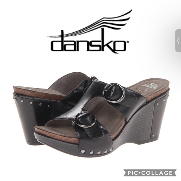 DANSKO Fern Studded Wedge Leather Buckle Platform Sandals #1906020200 - Picture 5 of 13